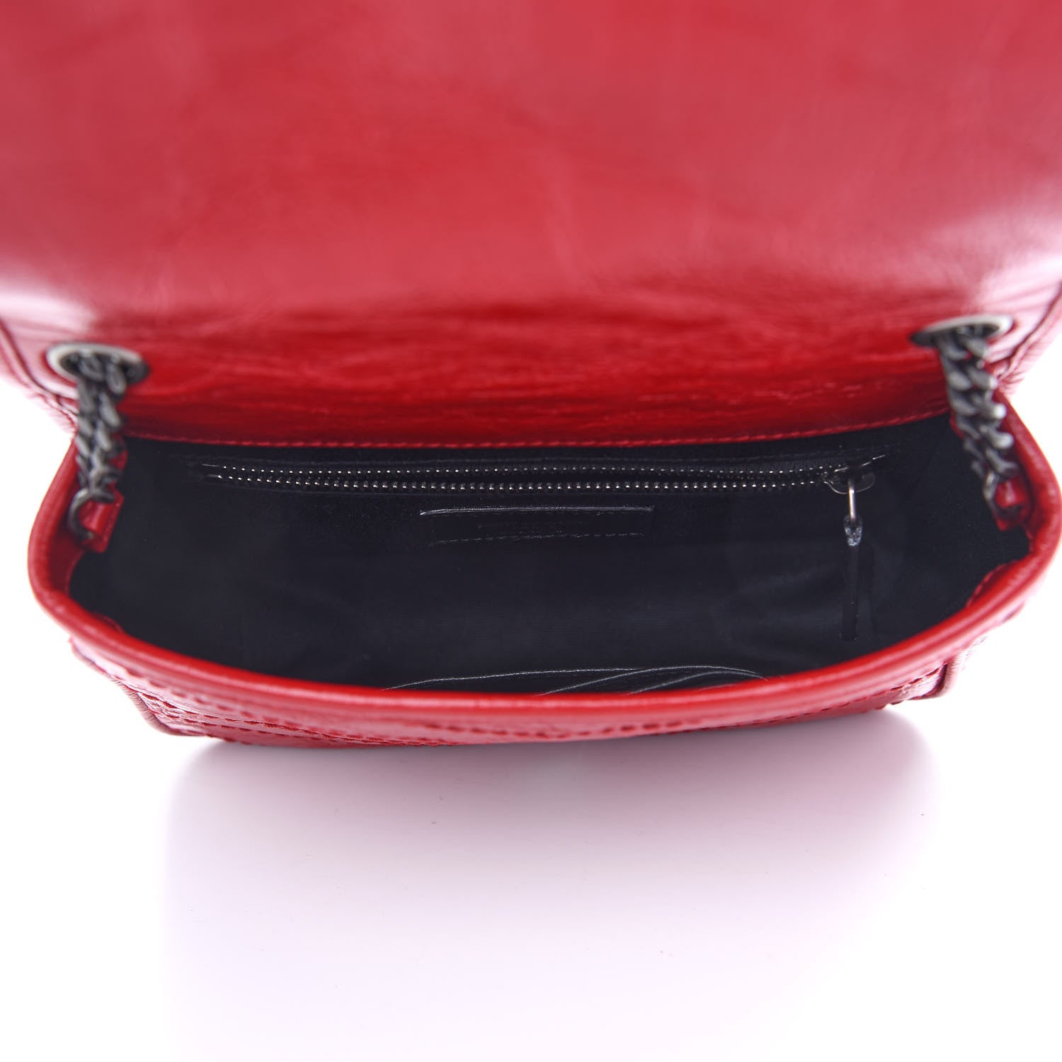 Saint Laurent Crinkled Calfskin Matelasse Monogram Niki Chain Wallet Rouge Eros 5 of 9