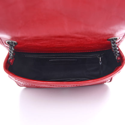 Saint Laurent Crinkled Calfskin Matelasse Monogram Niki Chain Wallet Rouge Eros 5 of 9