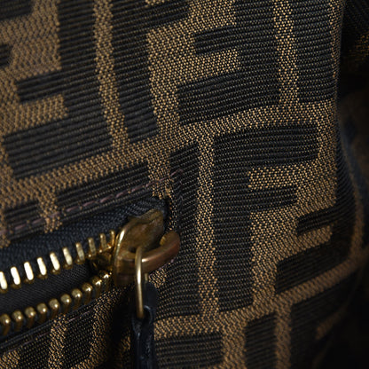 Fendi Goatskin Zucca Large Peekaboo Iconic Satchel Black Tobacco 9 of 9