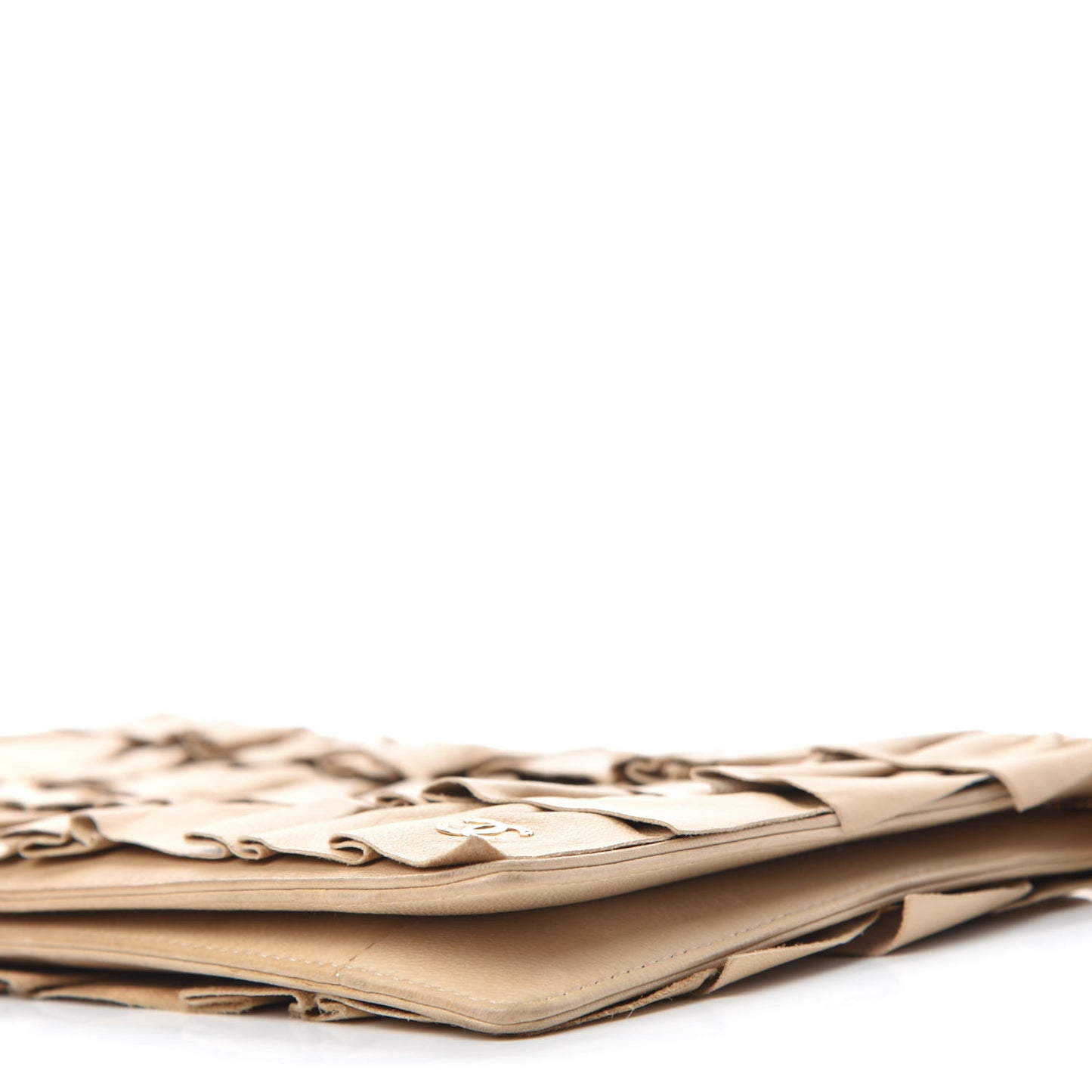 Lambskin Ruffle Evening Bag Beige
