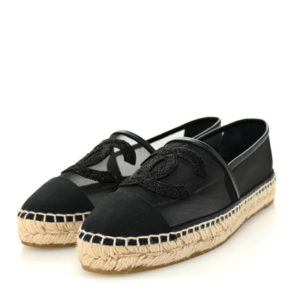 Chanel Mesh Grosgrain CC Espadrilles 38 Black 4 of 10