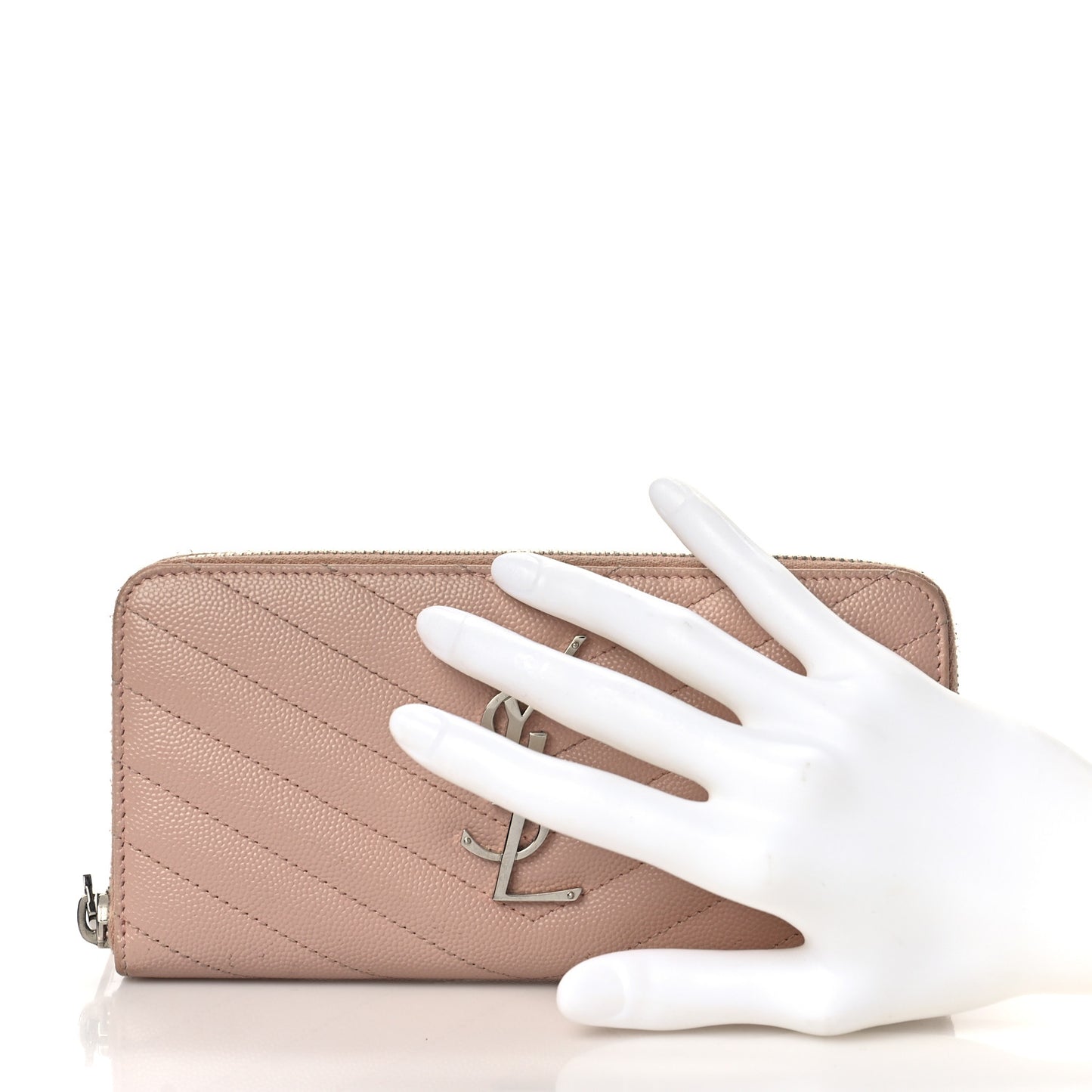 Grain De Poudre Matelasse Chevron Monogram Zip Around Wallet Rose Poudre