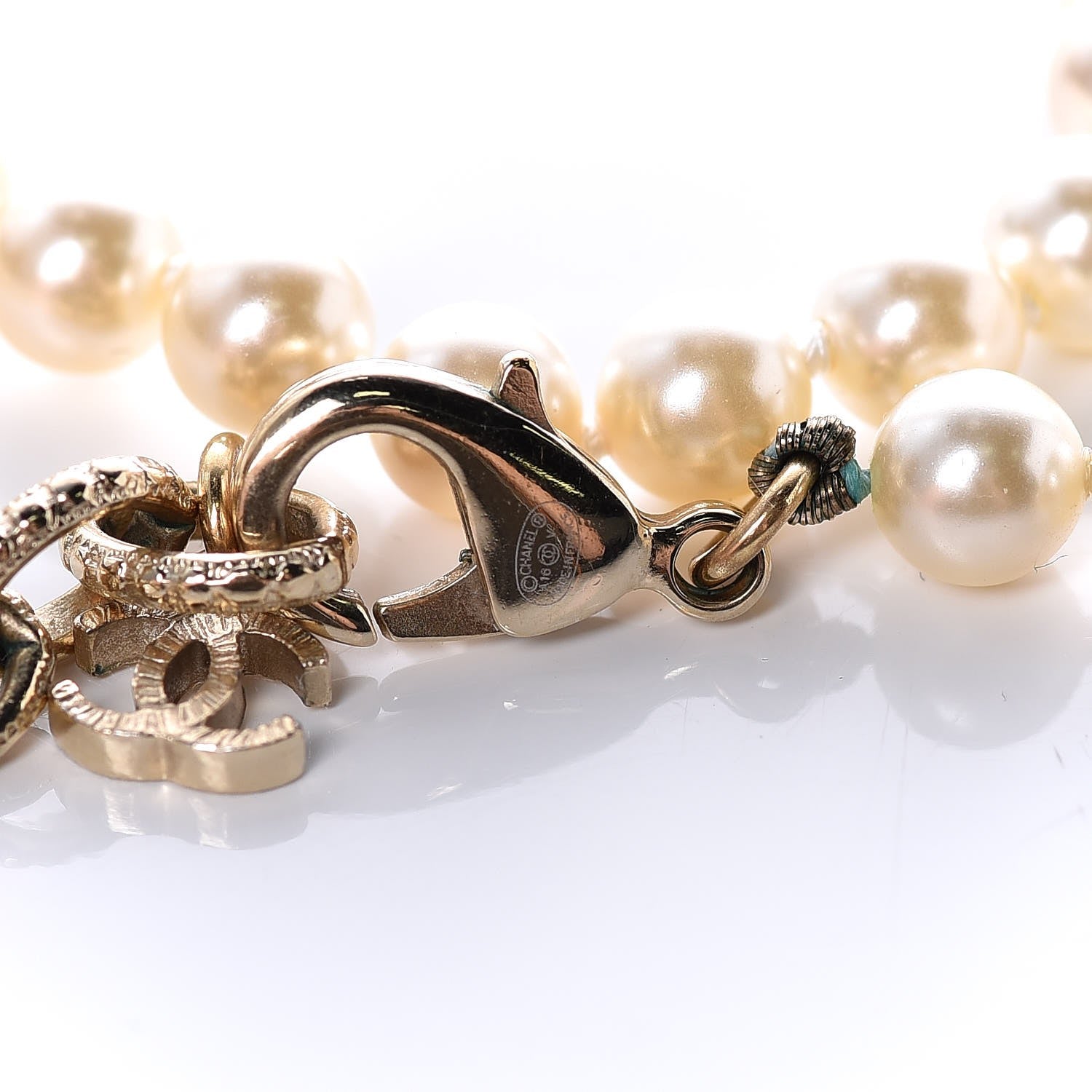 Chanel Pearl Baguette Crystal Long CC Necklace Gold 5 of 6