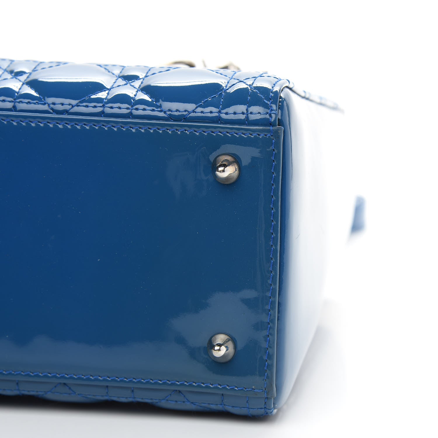 Christian Dior Patent Cannage Medium Lady Dior Blue 9 of 14