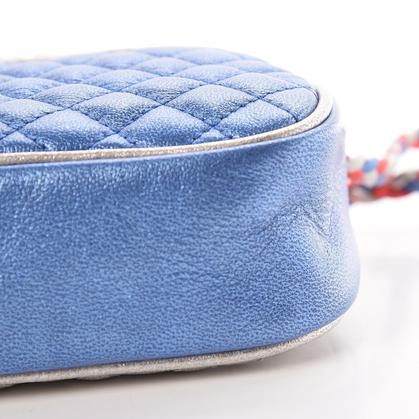 Laminated Nappa Trapuntata Mini Zumi Dome Shoulder Bag Rosso Marine Argento
