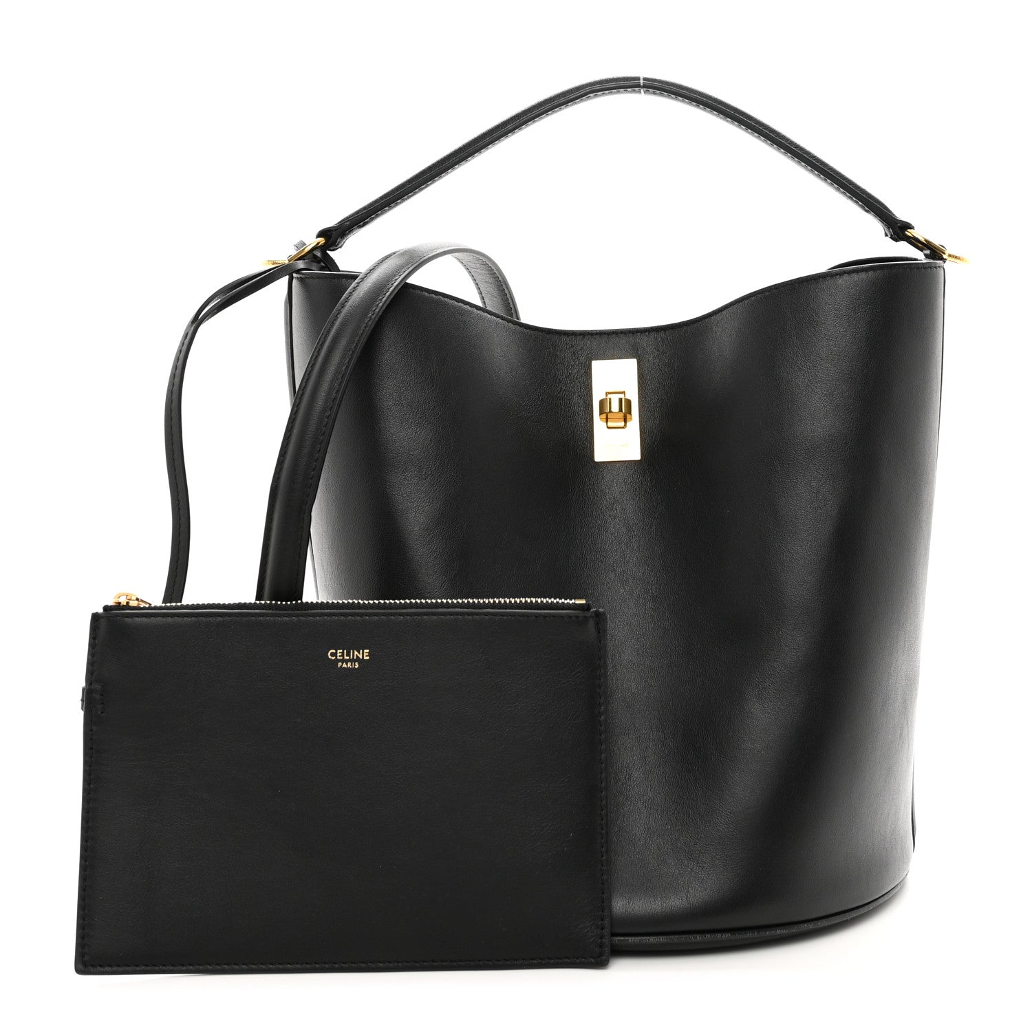 Celine Smooth Calfskin Bucket 16 Bag Black 1 of 9