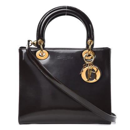 Christian Dior Patent Medium Lady Dior Dark Brown 1 of 9