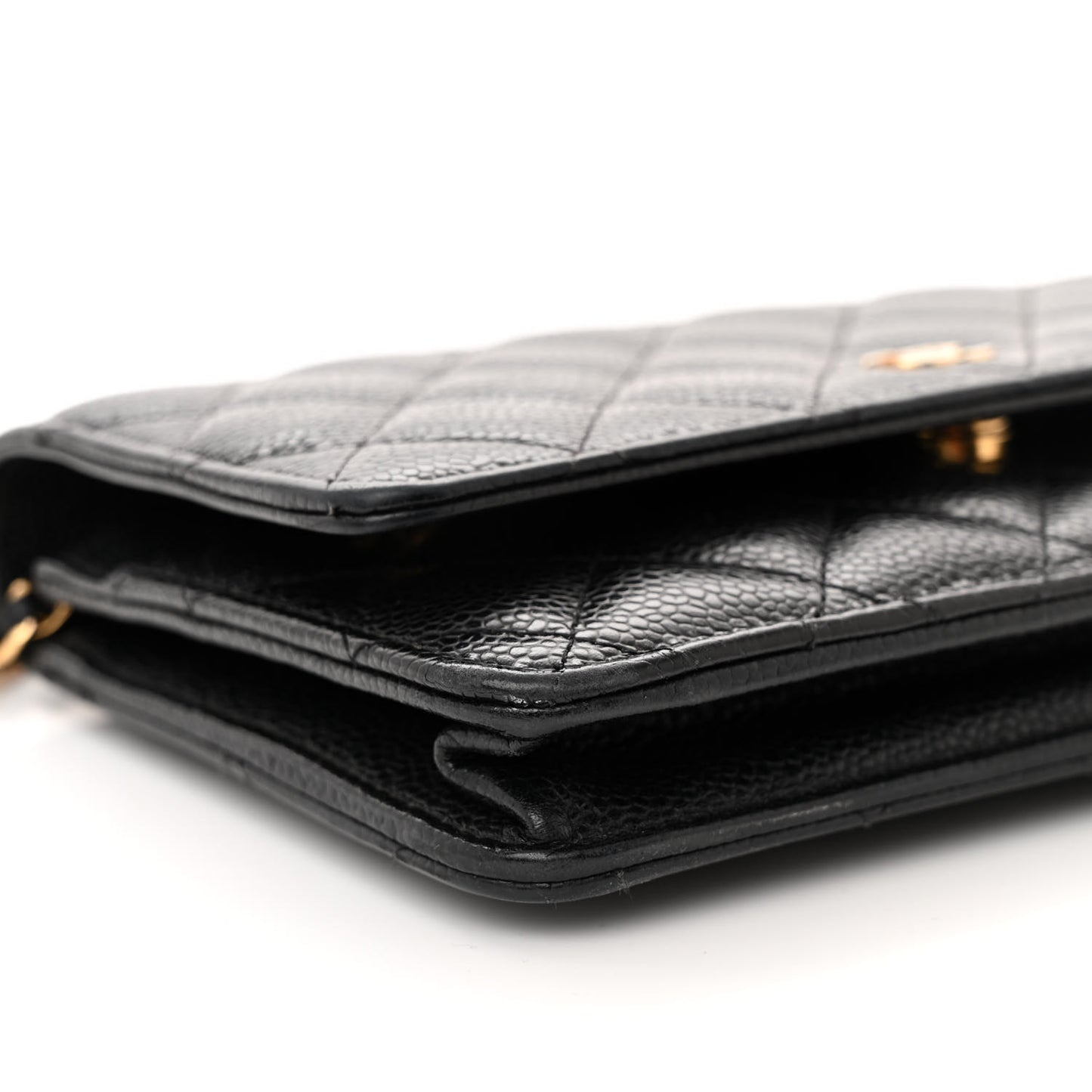 Caviar Quilted Wallet on Chain WOC Black