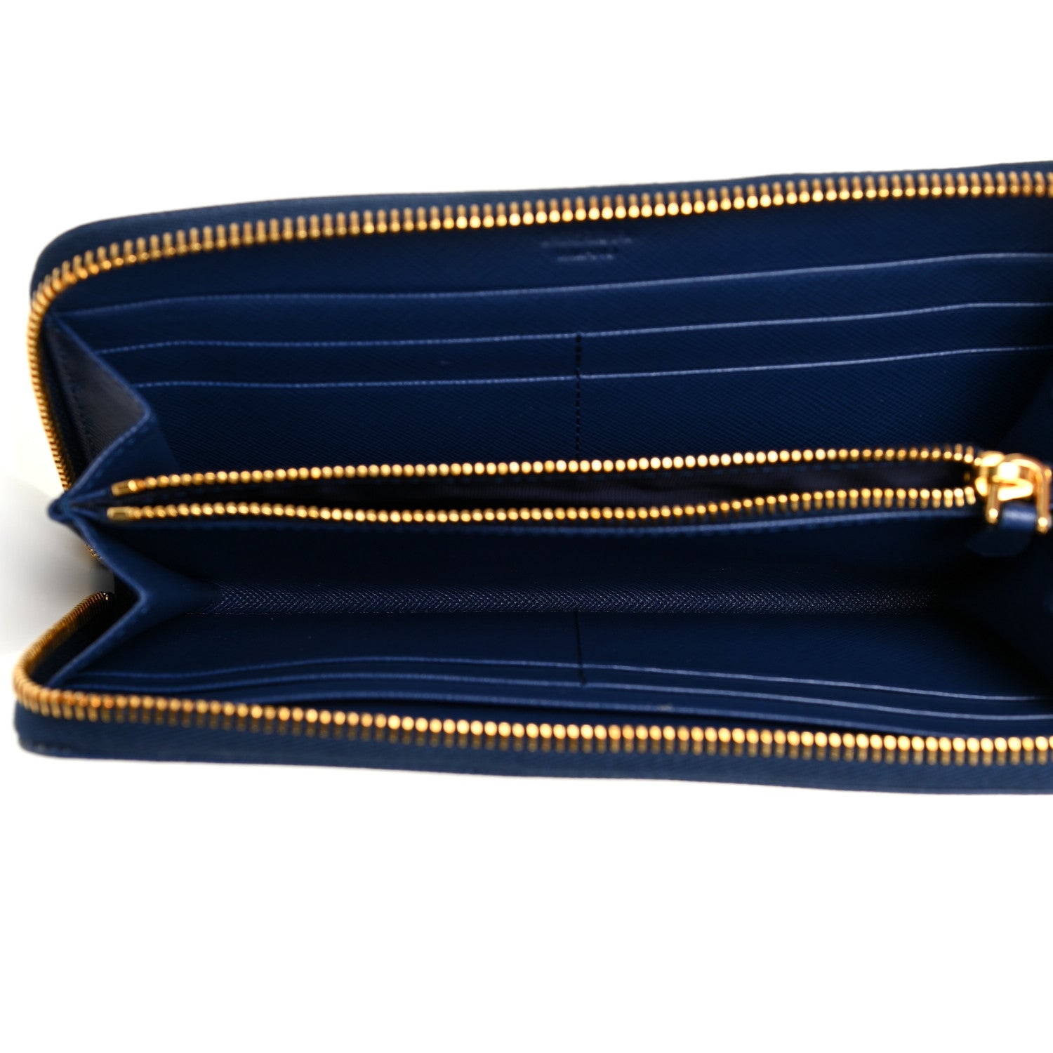 Prada Saffiano Metal Zip Around Wallet Bleuette 6 of 11
