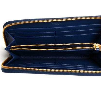Prada Saffiano Metal Zip Around Wallet Bleuette 6 of 11
