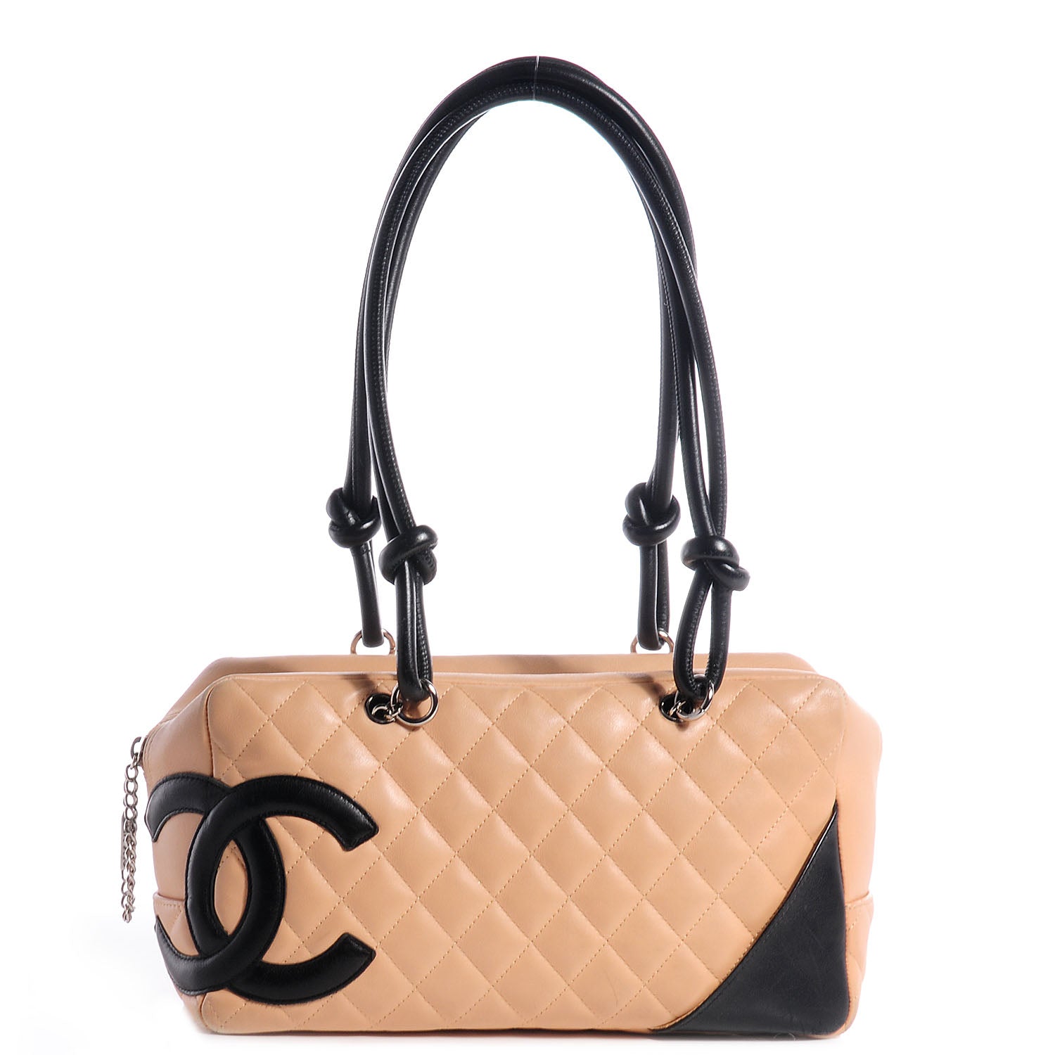 Chanel Calfskin Quilted Large Cambon Bowler Beige Black 1 of 10