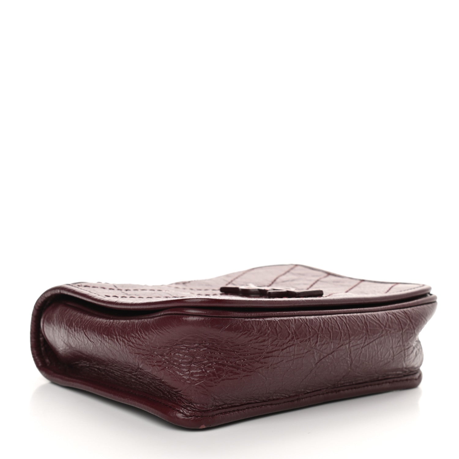 Saint Laurent Crinkled Calfskin Matelasse Monogram Niki Chain Wallet Dark Legion Red 4 of 10