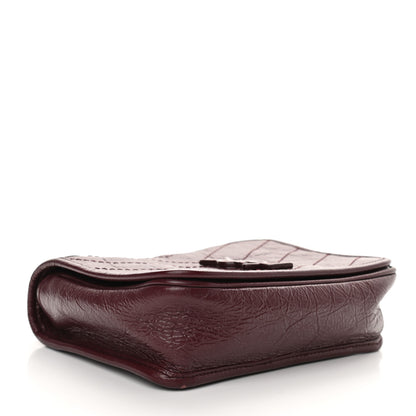 Saint Laurent Crinkled Calfskin Matelasse Monogram Niki Chain Wallet Dark Legion Red 4 of 10
