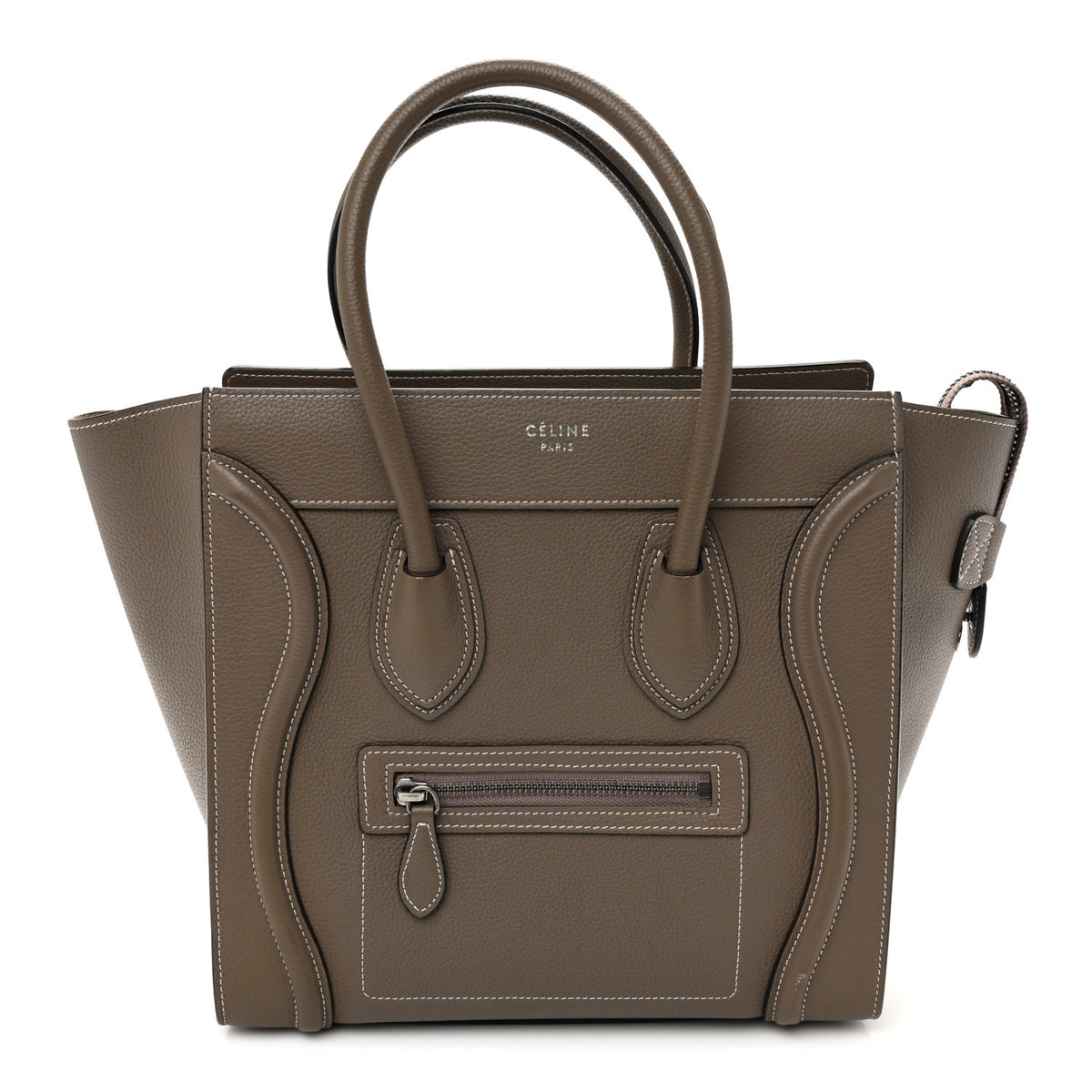 Celine Drummed Calfskin Micro Luggage Souris 1 of 10