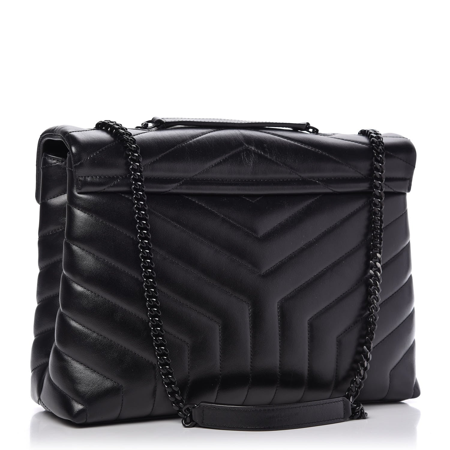 Saint Laurent Calfskin Y Quilted Monogram Medium Loulou Chain Satchel Black 3 of 10