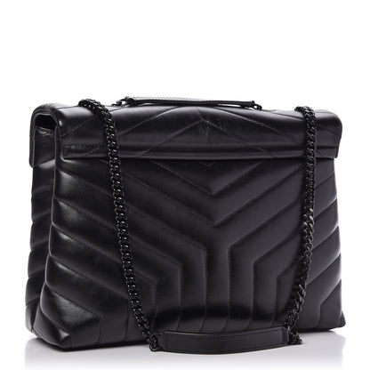 Saint Laurent Calfskin Y Quilted Monogram Medium Loulou Chain Satchel Black 3 of 10