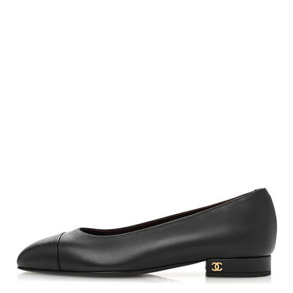 Chanel Lambskin Cap Toe Ballerina Flats 37 Black 1 of 9