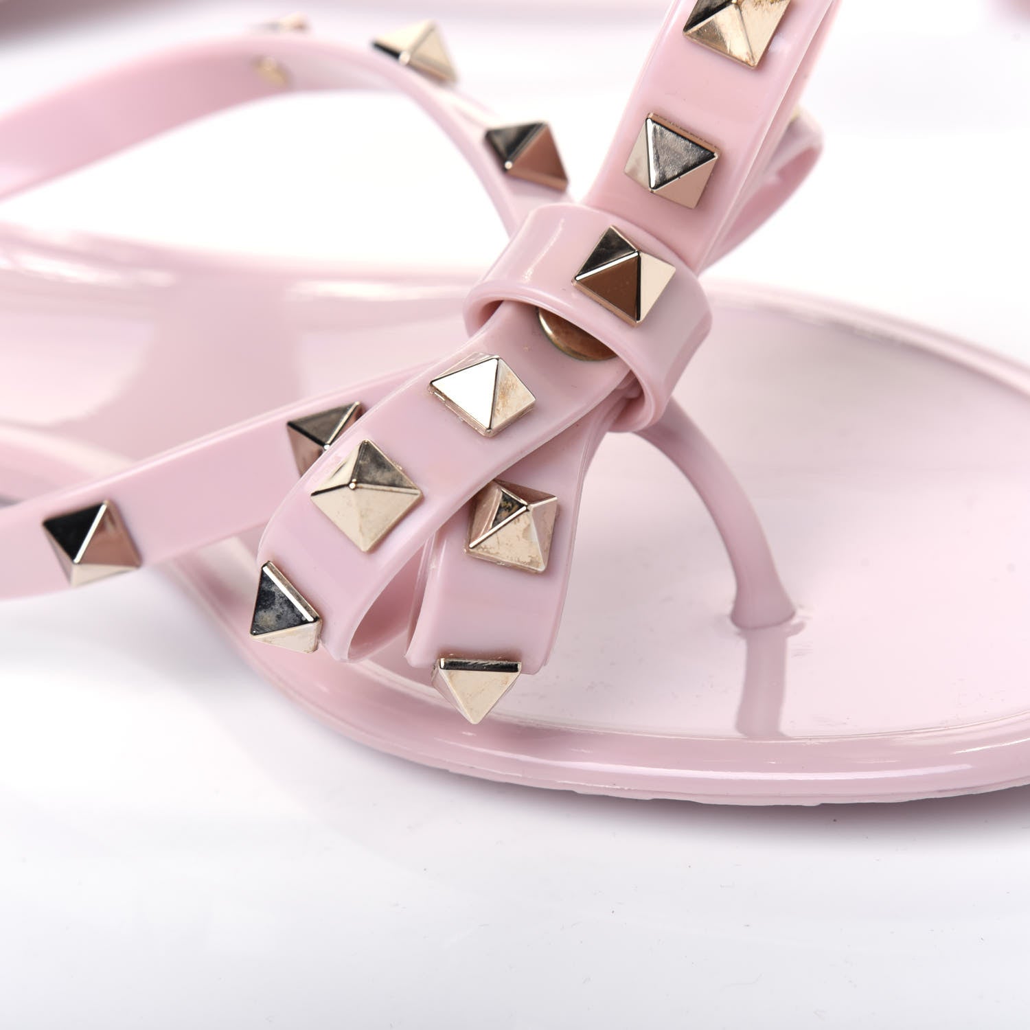 Valentino Garavani PVC Jelly Rockstud Bow Thong Sandals 37 Water Rose 8 of 9