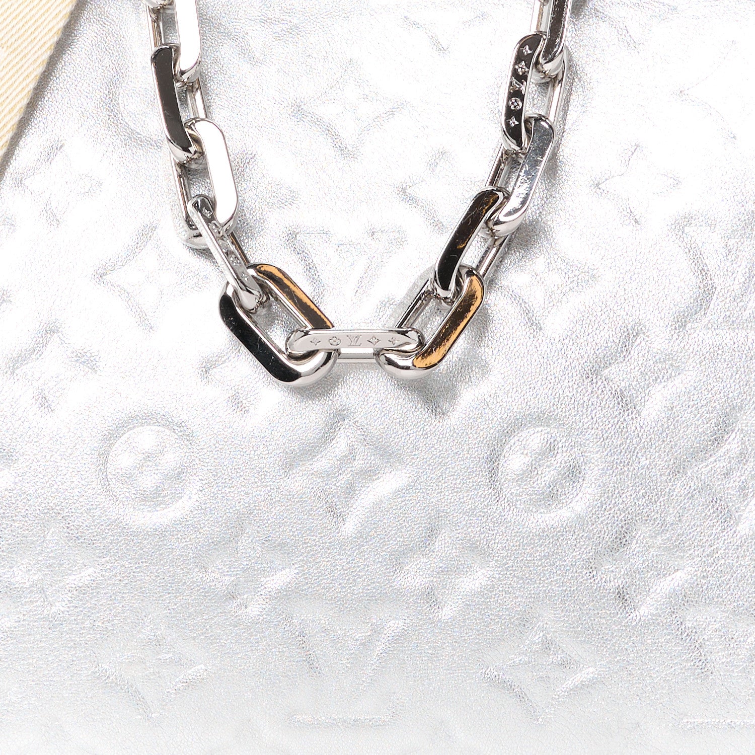 Louis Vuitton Metallic Lambskin Embossed Monogram Coussin PM Silver 10 of 14