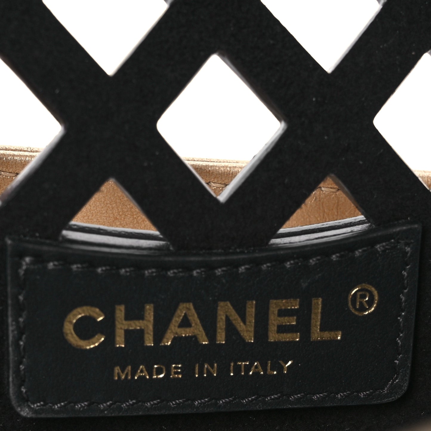 Metallic Lambskin Small Sea Through Flap Gold Black