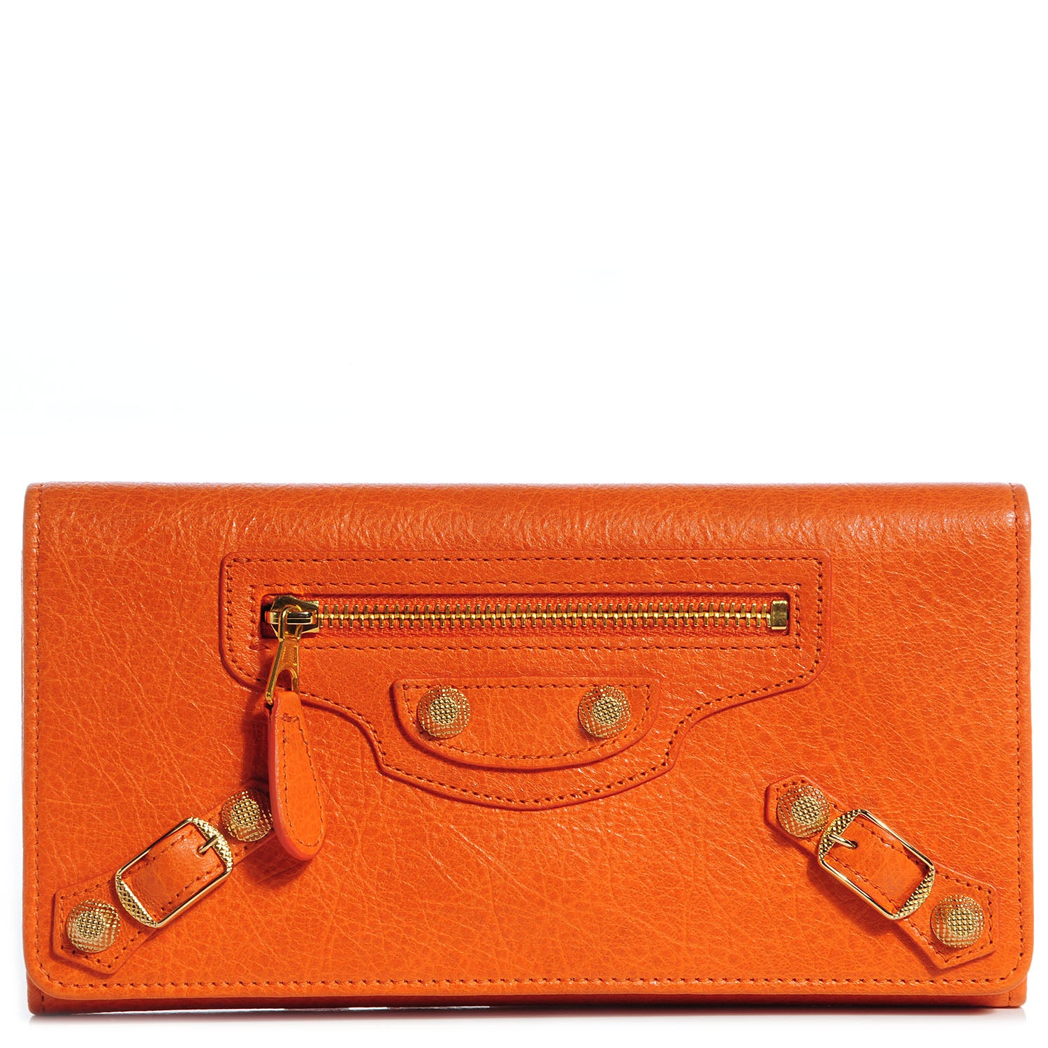 Balenciaga Agneau Giant Gold Money Wallet Tangerine 1 of 9