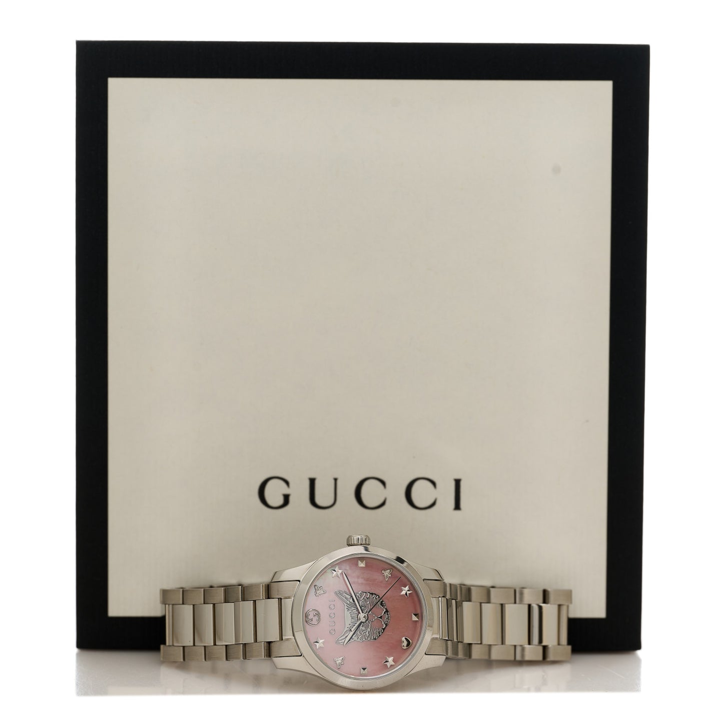 Stainless Steel Pink Mother of Pearl 27mm G-Timeless Cat Quartz Watch