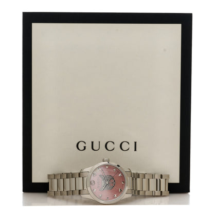 Gucci Stainless Steel Pink Mother of Pearl 27mm G-Timeless Cat Quartz Watch 5 of 5