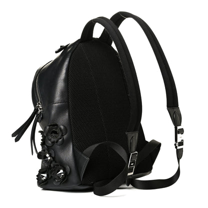 Fendi Vitello Dolce All Over Flowerland Large Backpack Black 2 of 7