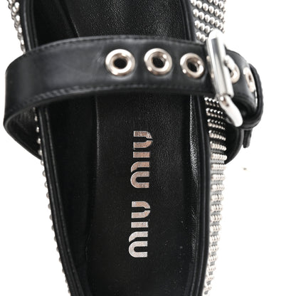 Miu Miu Calfskin Studded Mary Jane Ballerina Flats 36.5 Black 8 of 8