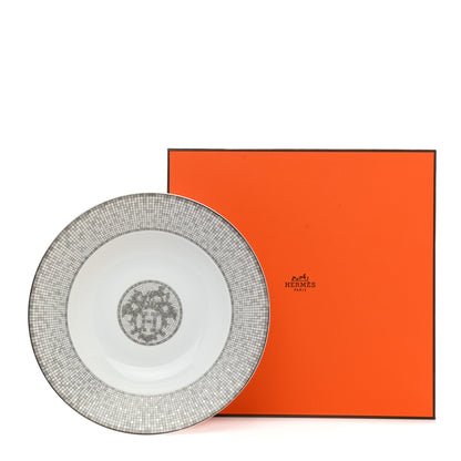 Hermes Porcelain Mosaique Au 24 Platine Soup Bowl Set of 2 8 of 8