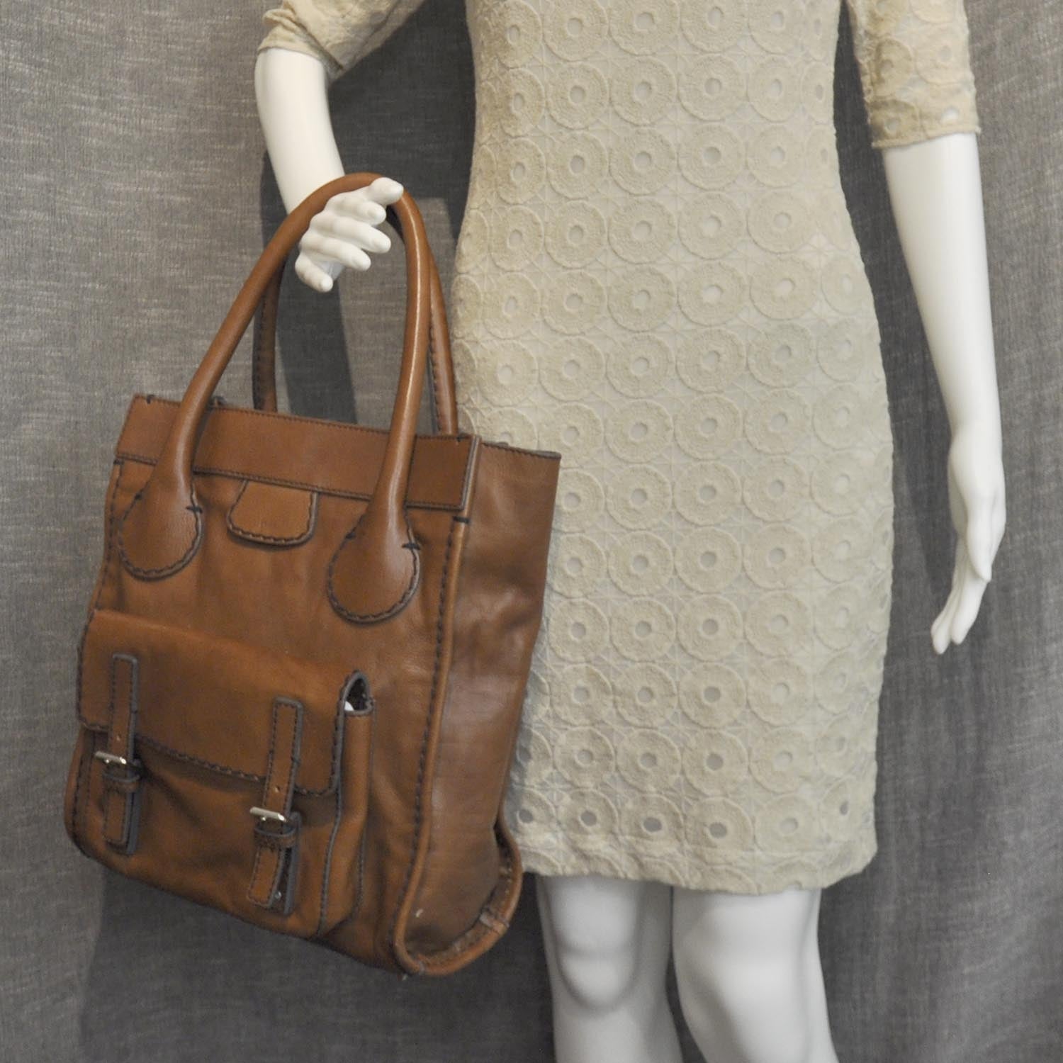 Chloe Leather Edith Satchel Brown 2 of 9