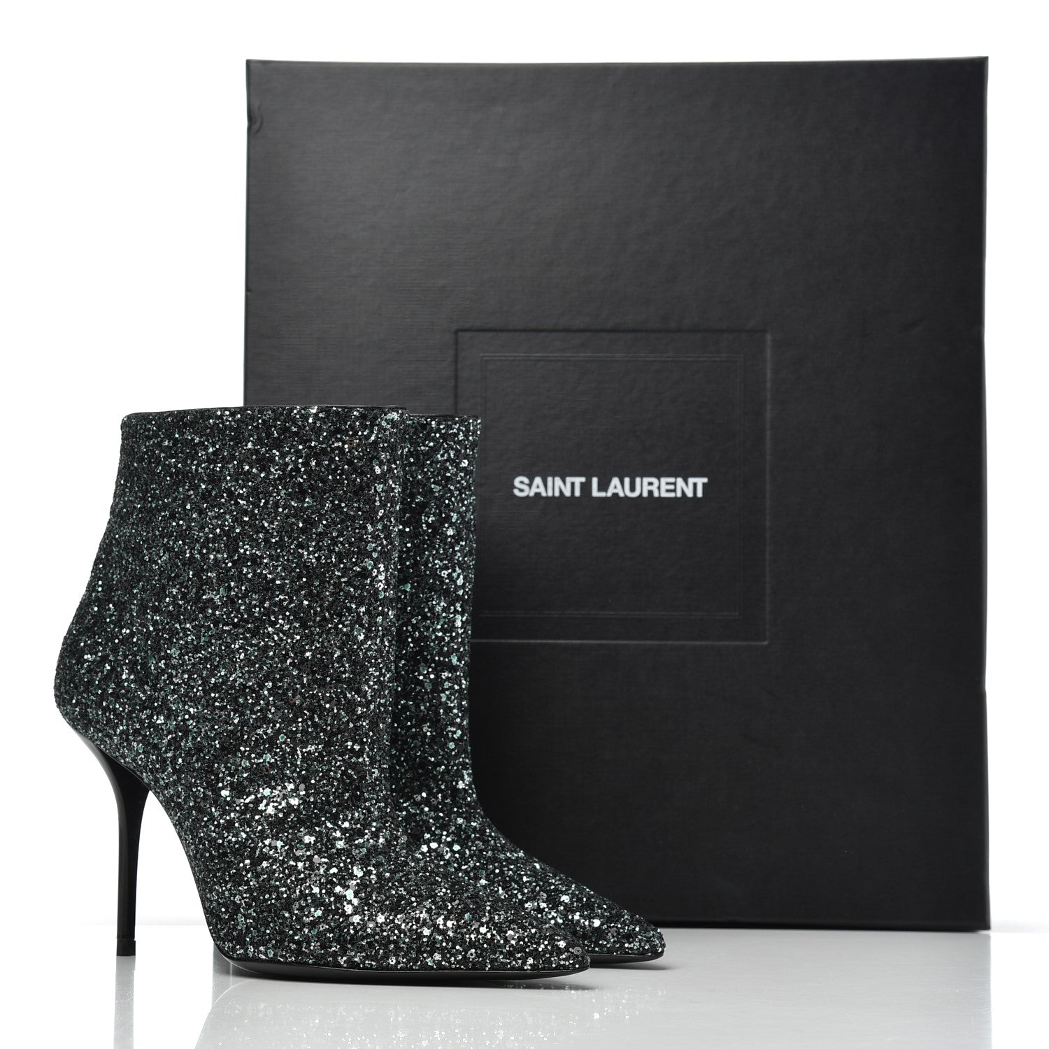 Saint Laurent Glitter Pierre 95 Ankle Boots 36.5 Green 11 of 11