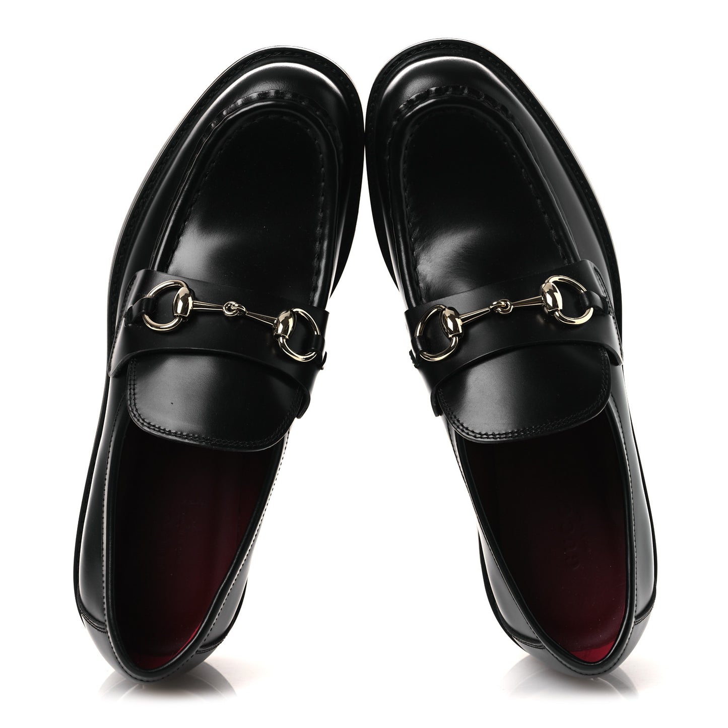 Calfskin Horsebit Womens Lug Sole Loafers 38.5 Black