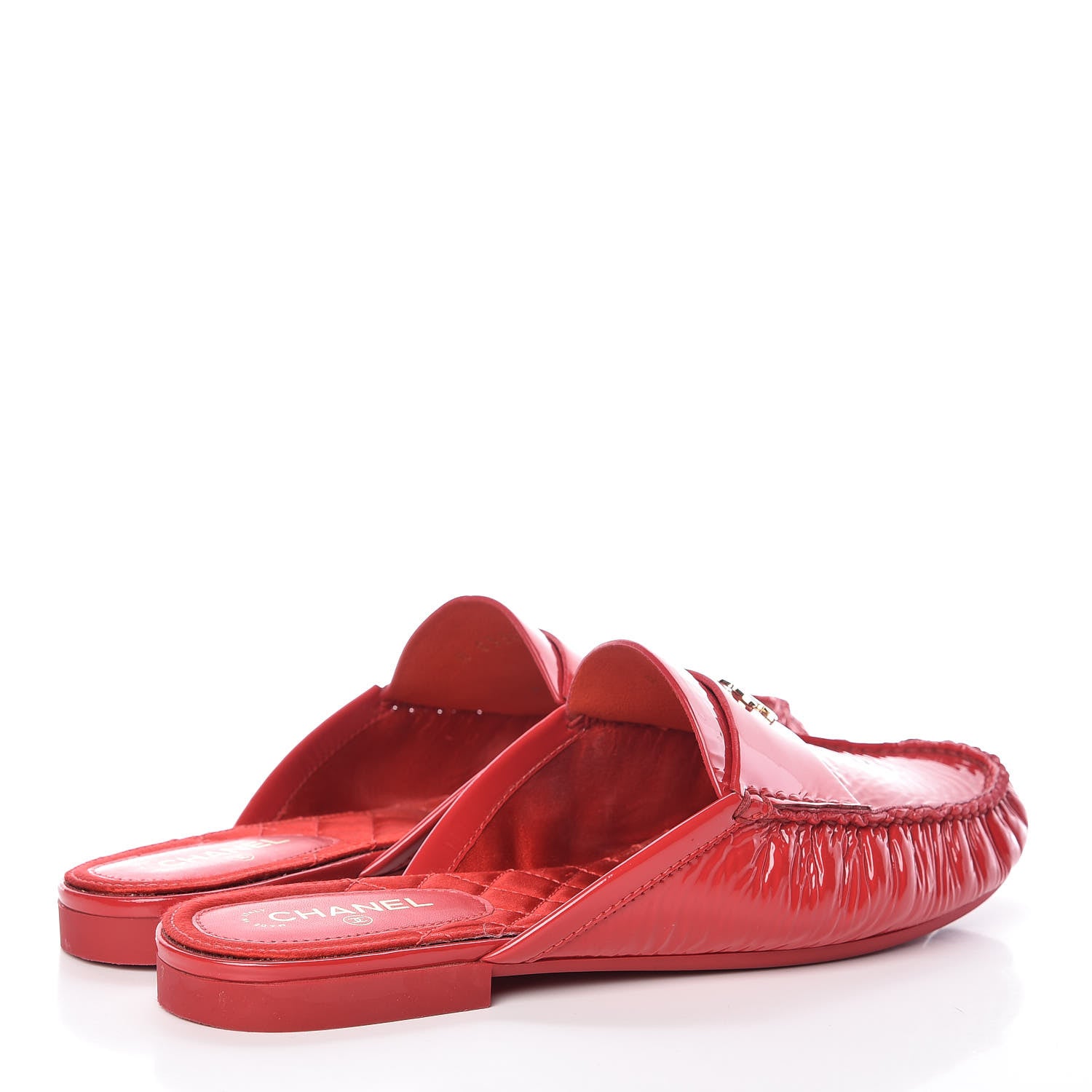 Chanel Patent Calfskin CC Mules 37 Red 4 of 16