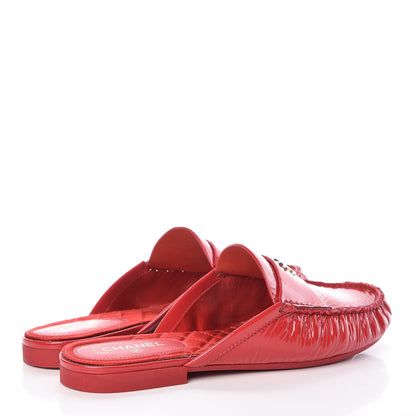 Chanel Patent Calfskin CC Mules 37 Red 4 of 16