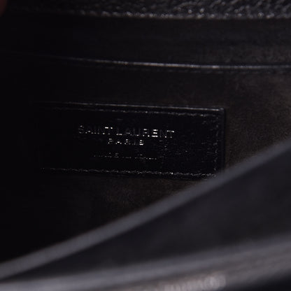 Saint Laurent Grained Calfskin Medium Monogram Sunset Satchel Black 6 of 11