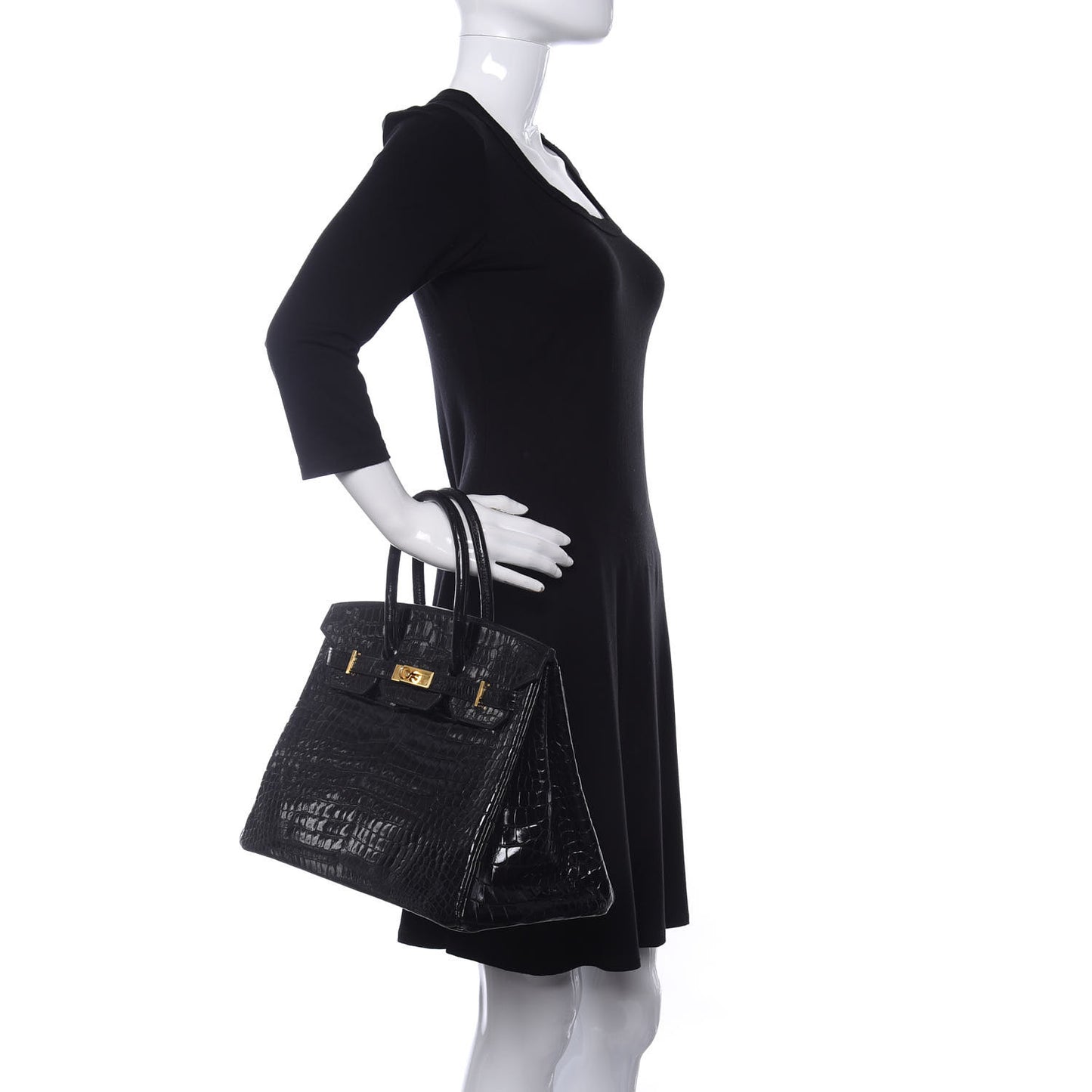 Shiny Porosus Crocodile Birkin 35 Black