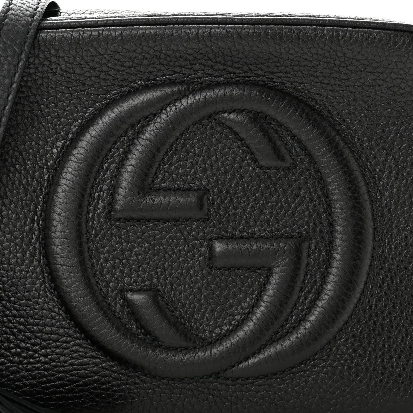 Pebbled Calfskin Small Soho Disco Bag Black