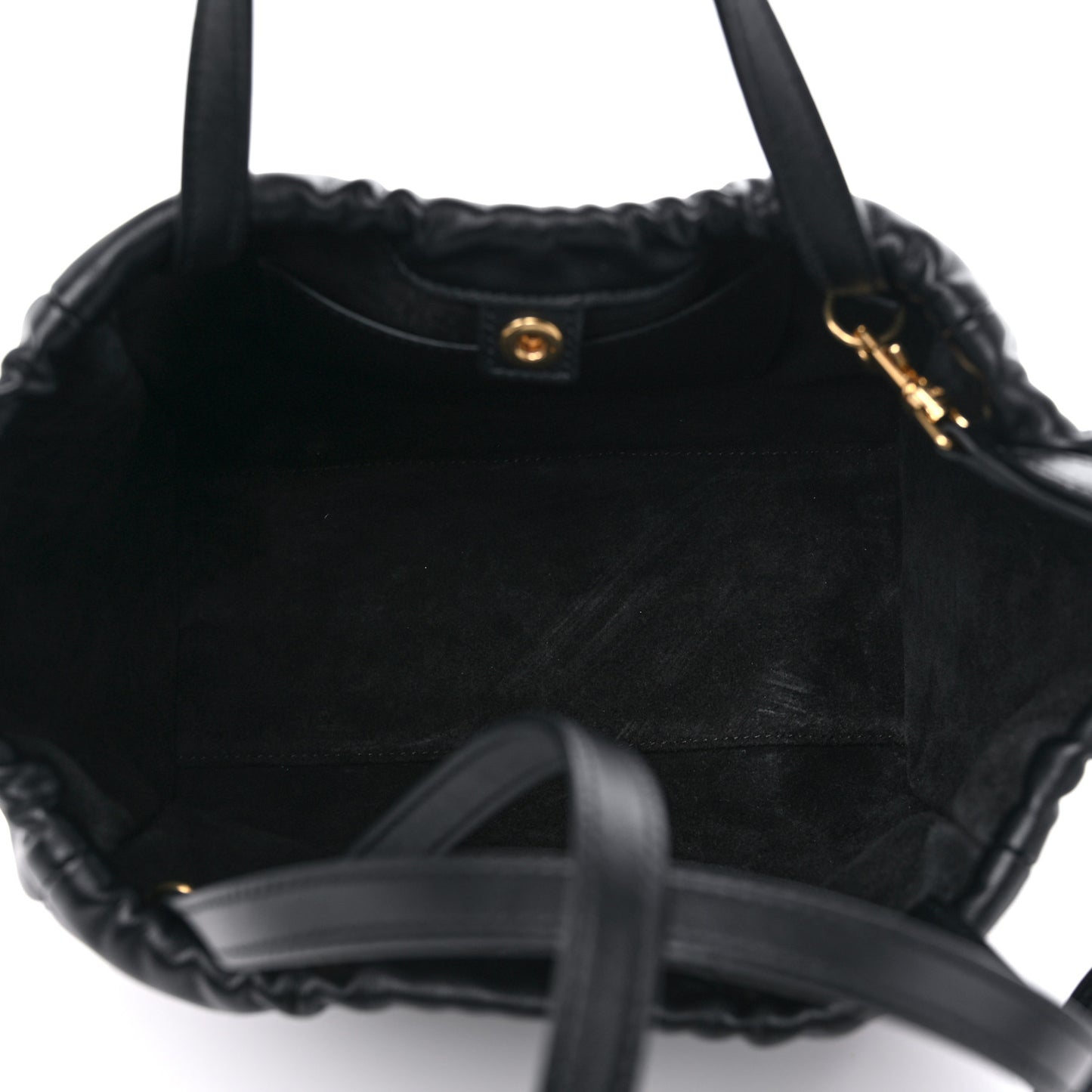 Smooth Calfskin Cuir Small Triomphe Cabas Drawstring Black