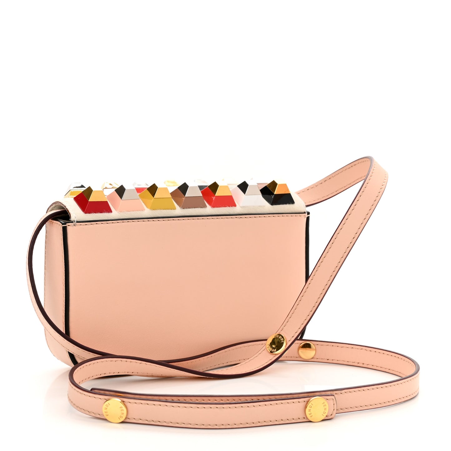 Vitello Dolce Calf Hair Studded Mini 3Baguette Shoulder Bag Light Pink