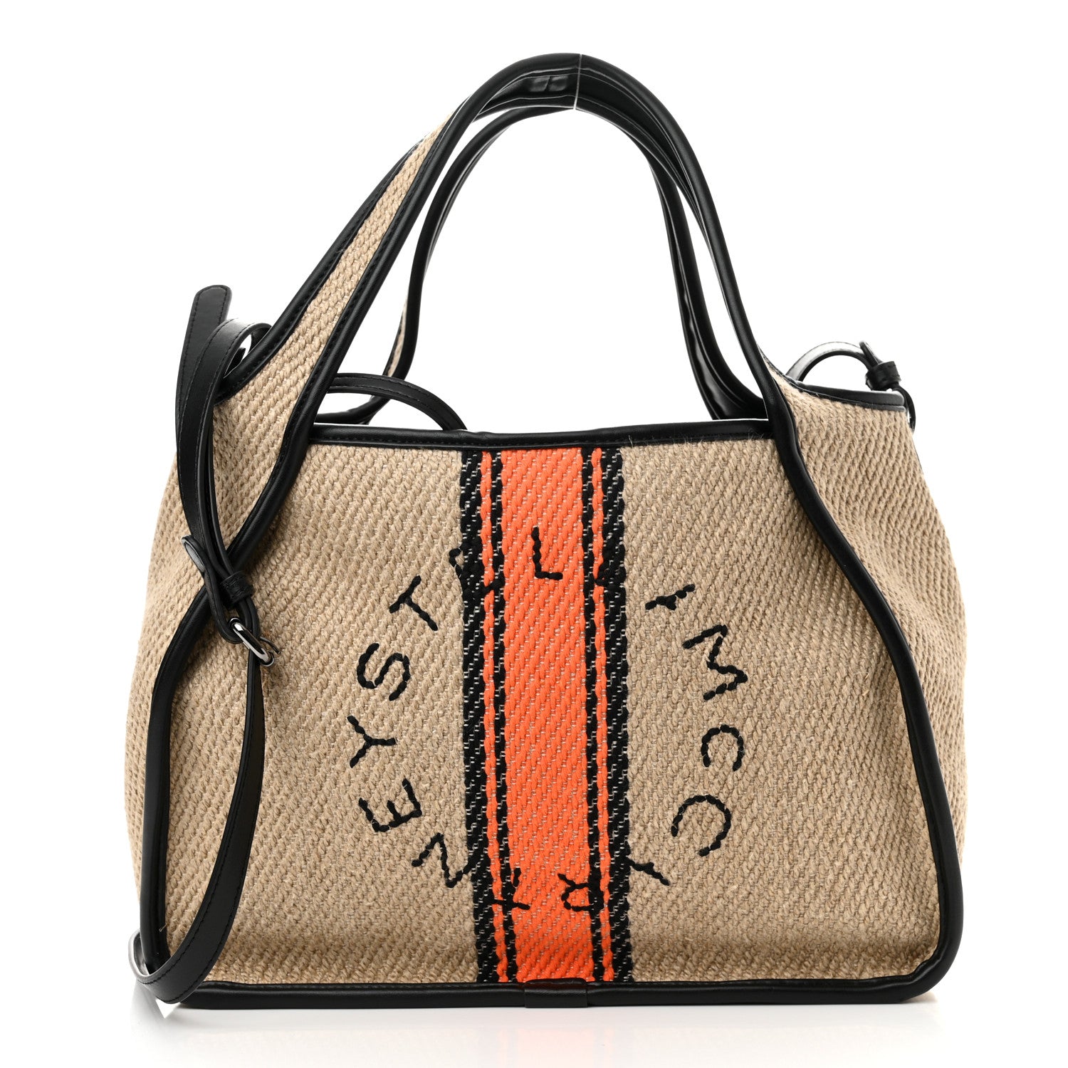 Stella McCartney Linen Striped Mini Logo Crossbody Natural 3 of 9