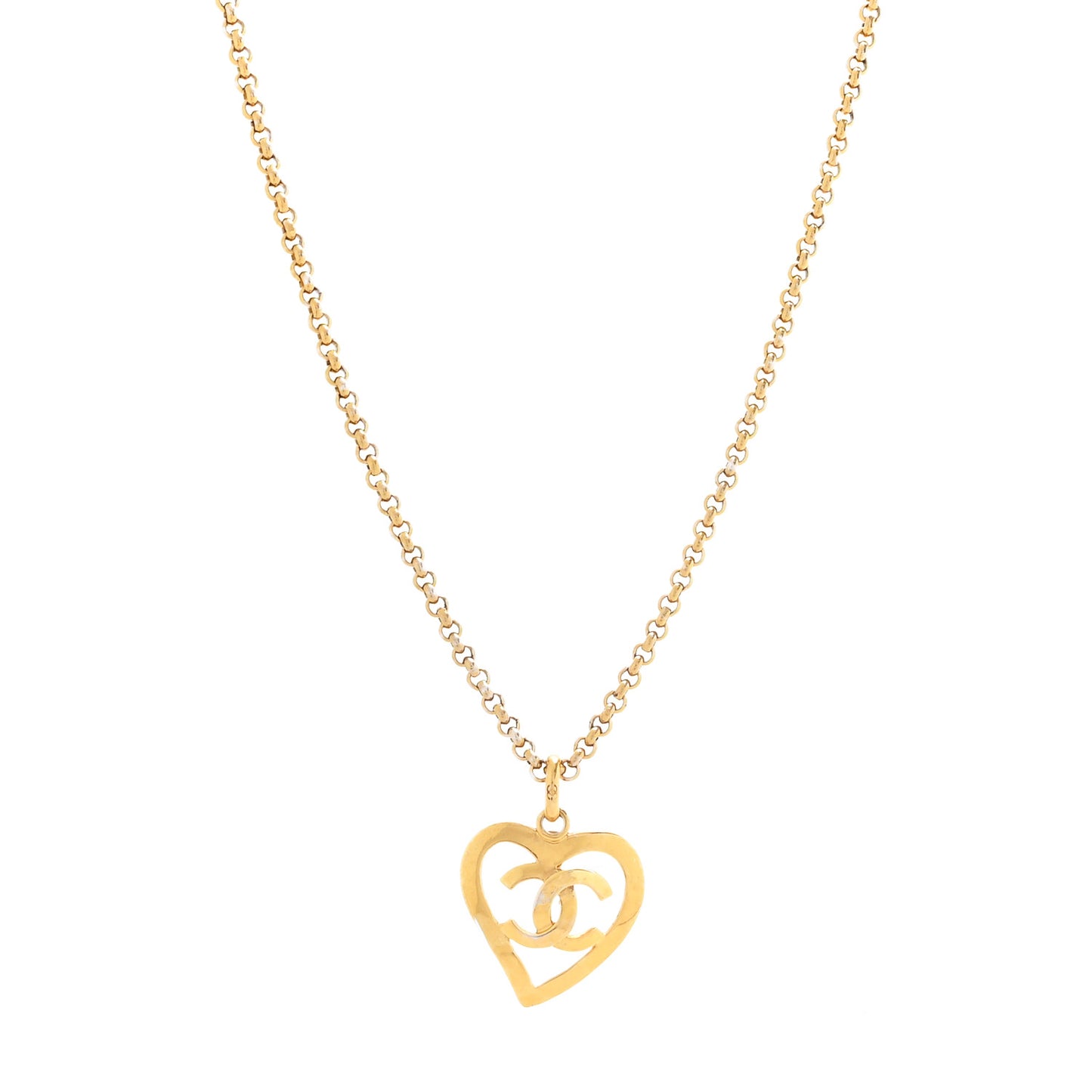 CC Heart Chain Pendant Necklace Gold