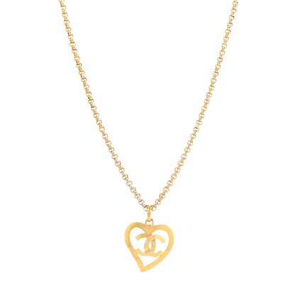 Chanel CC Heart Chain Pendant Necklace Gold 1 of 5