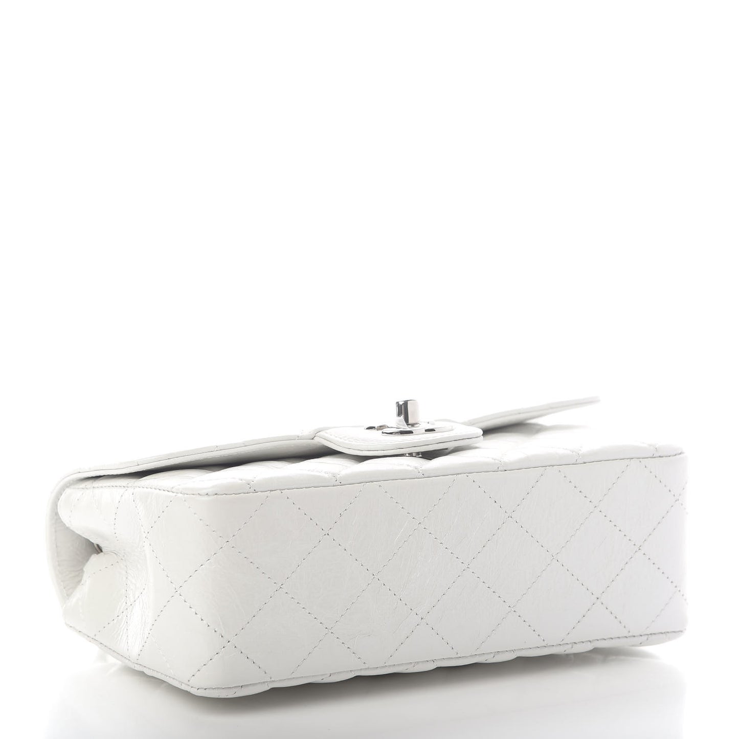 Calfskin Quilted Mini Rectangular Flap White
