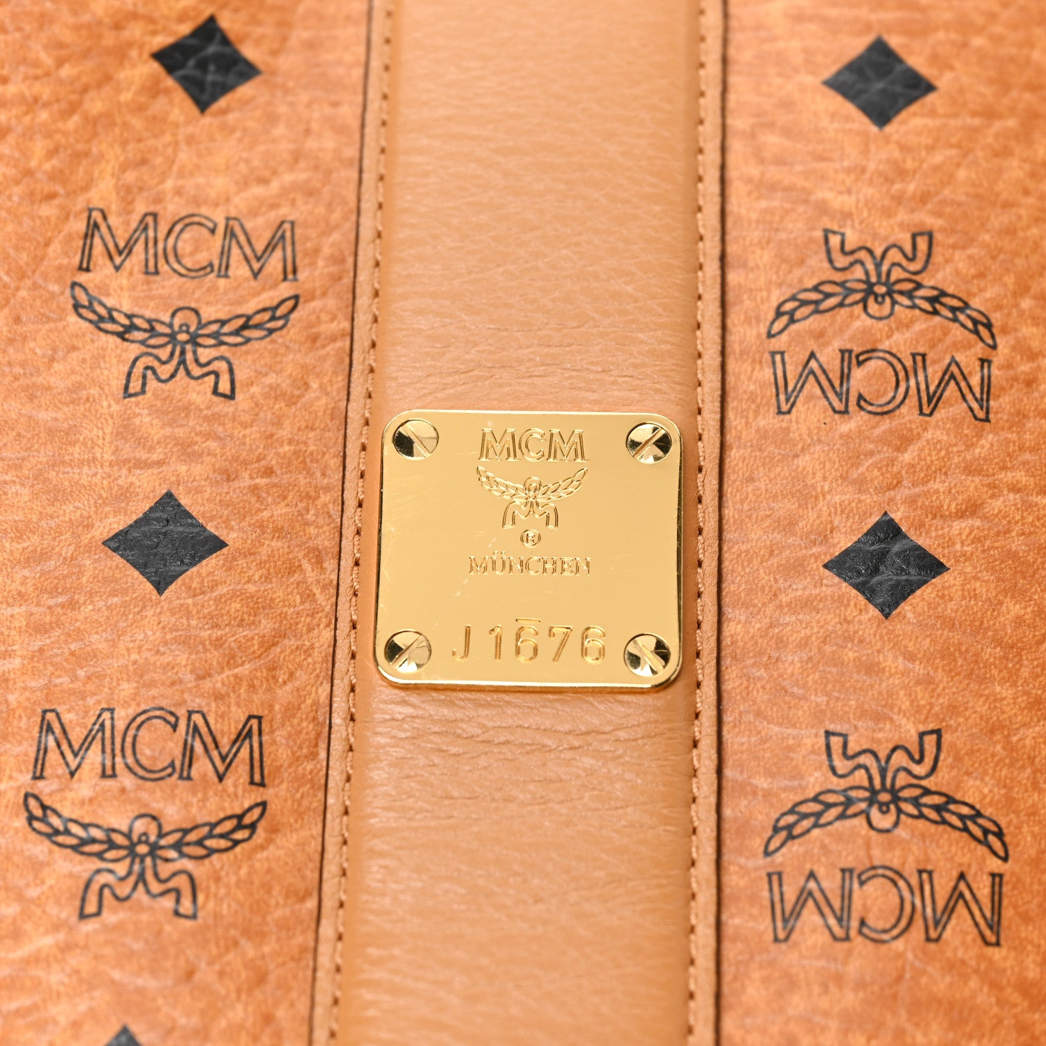 MCM Visetos Medium Liz Reversible Shopper Tote Cognac 6 of 15