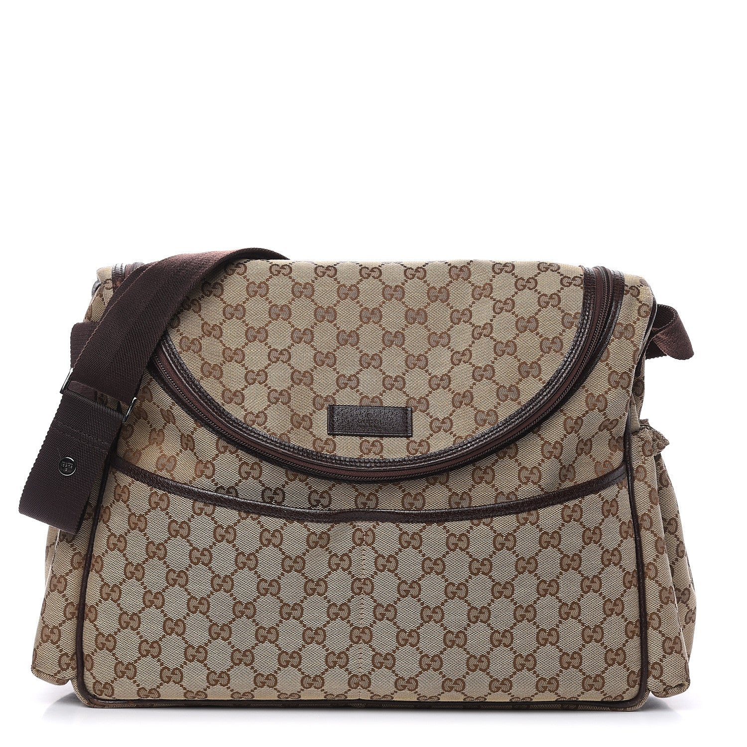 Gucci Monogram Natural Pigskin Large Diaper Bag Beige Ebony Cocoa Dark Chocolate 1 of 17