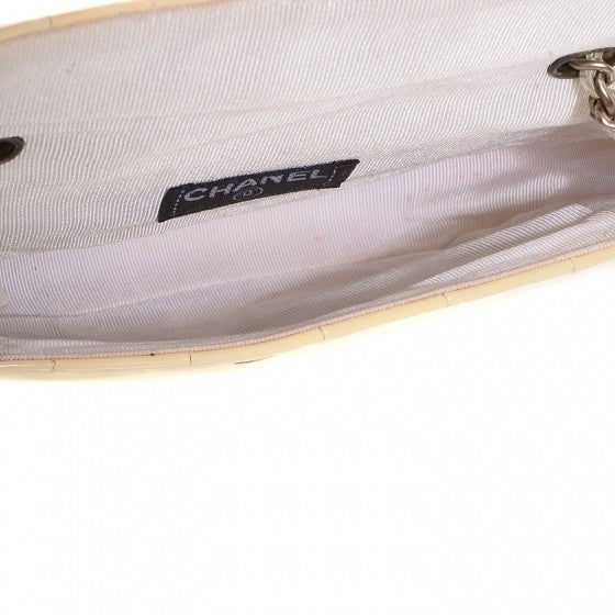 Patent Square Quilt Mini Flap Belt Bag White