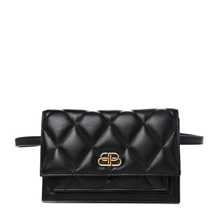 Balenciaga Nappa Calfskin Quilted XS Sharp Belt Bag Black 1 of 13