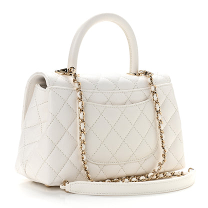 Chanel Caviar Quilted Mini Coco Handle Flap White 3 of 10