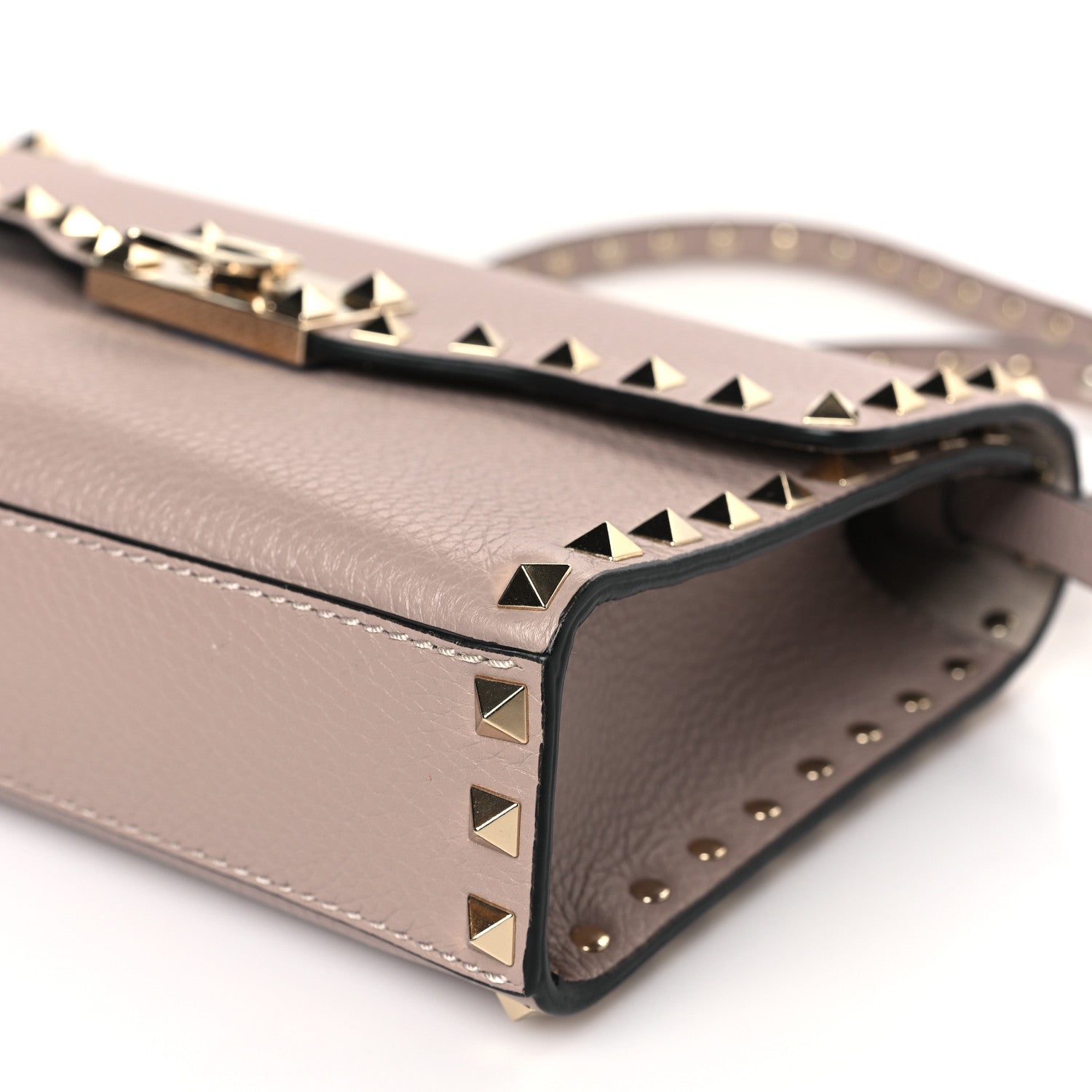 Valentino Garavani Pebbled Calfskin Medium Rockstud Flip Lock Crossbody Bag Poudre 8 of 8